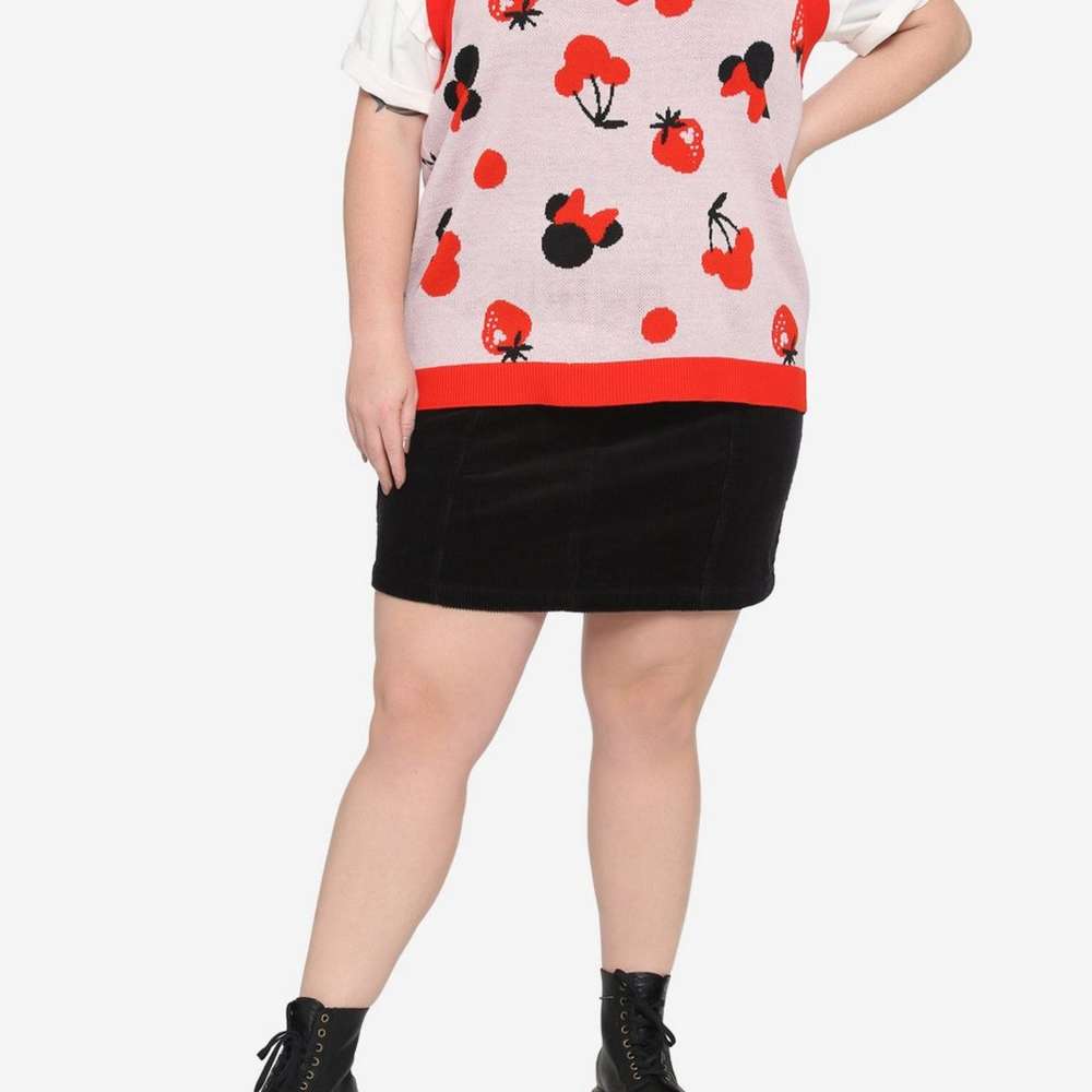 Her Universe Disney Minnie Mouse Fruit Girls Sweater Vest Plus Size, SINGLECOLOR, large
