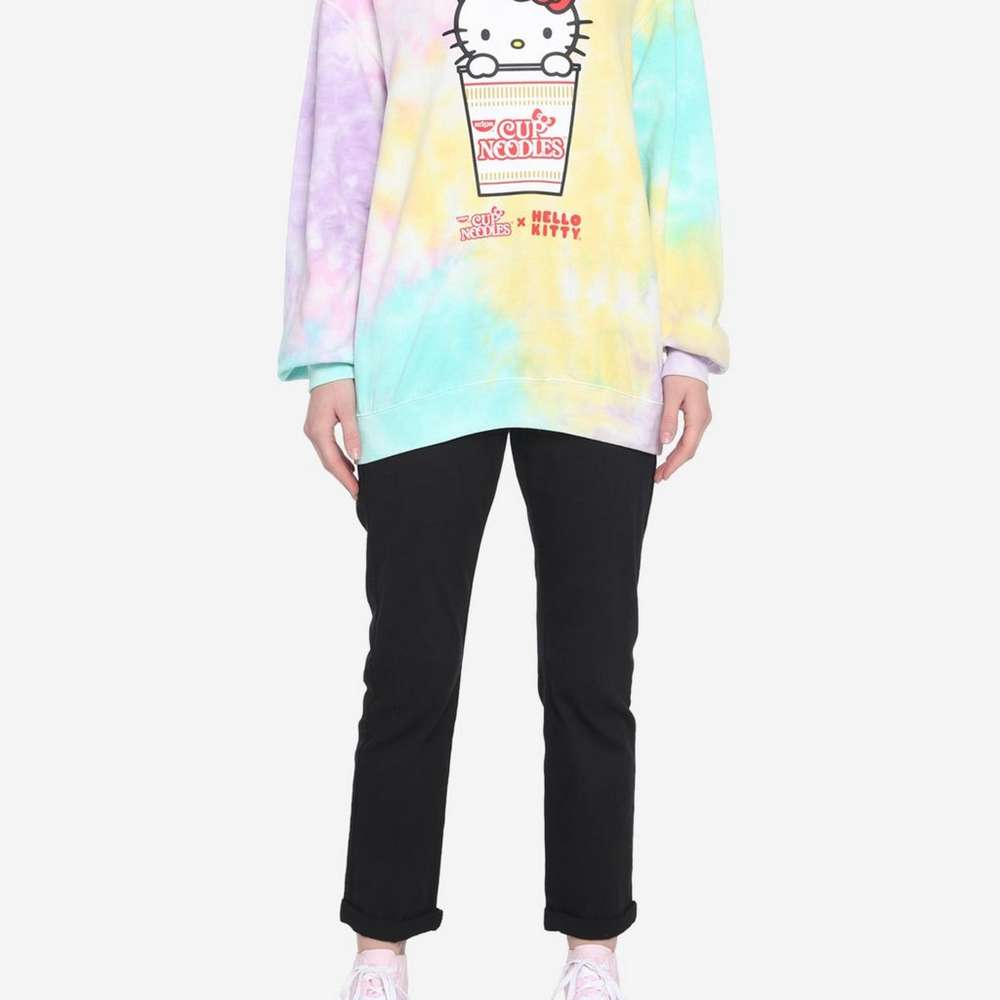 Nissin Cup Noodles X Hello Kitty Tie-Dye Girls Sweatshirt, SINGLECOLOR, large