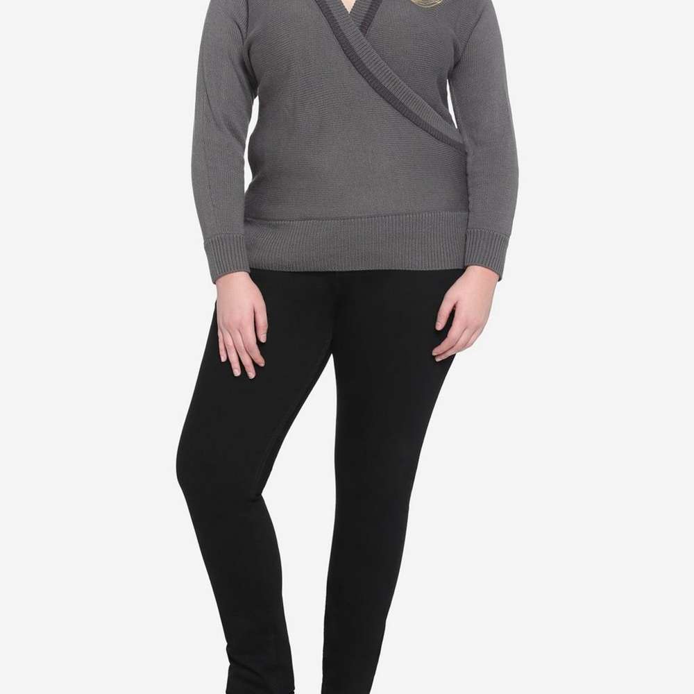 Outlander Crowned Thistle Crossover Girls Knit Sweater Plus Size, SINGLECOLOR, large