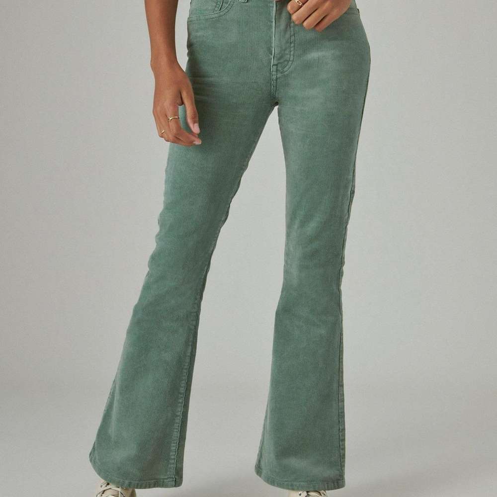 high rise stevie flare cord, DARK FOREST, large