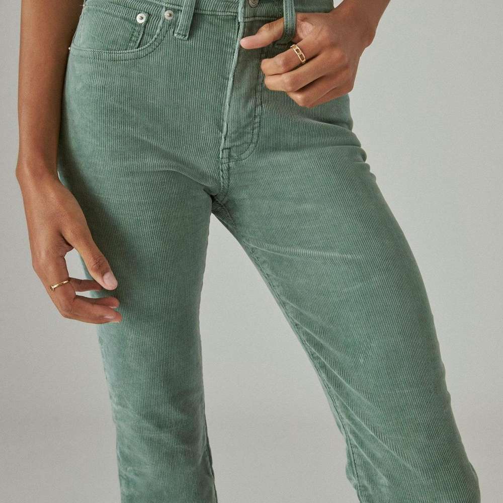 high rise stevie flare cord, DARK FOREST, large
