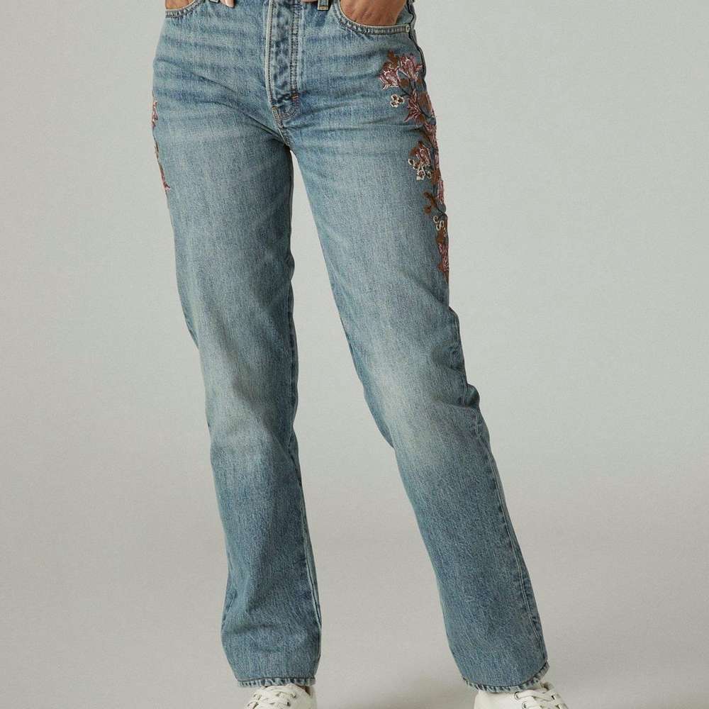 embroidered high rise drew mom jean, WASSON, large