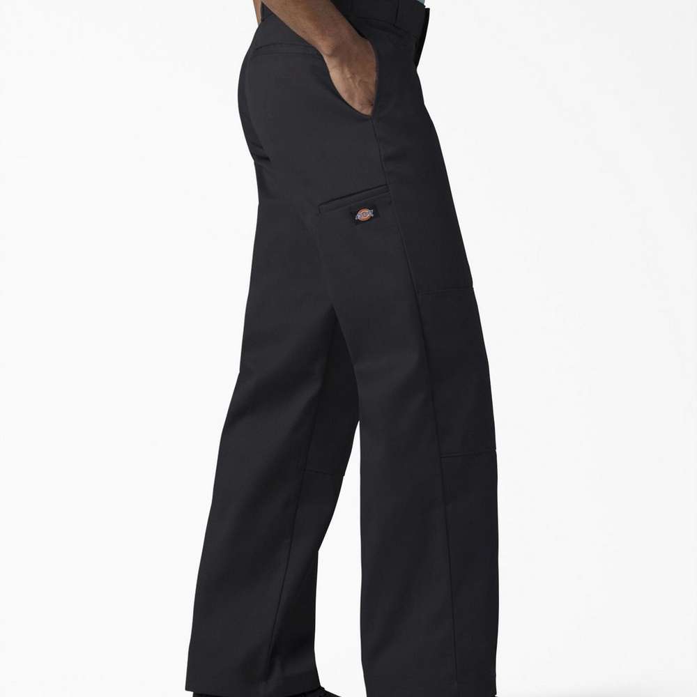 Loose Fit Double Knee Work Pants, Black, Black (BK), large