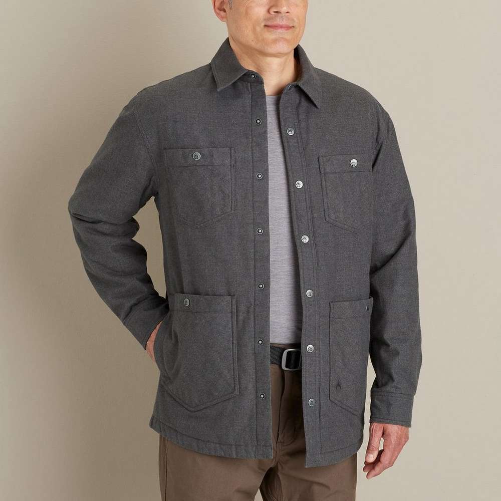 Men's AKHG Trapline Flannel Relaxed Fit Shirt Jac, Dark Gray Heather, large