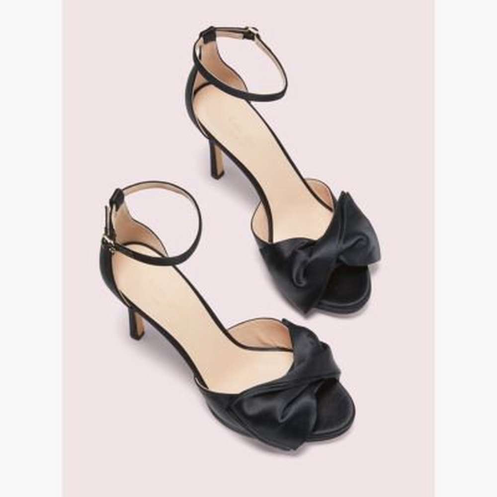 bridal bow sandals, black, large