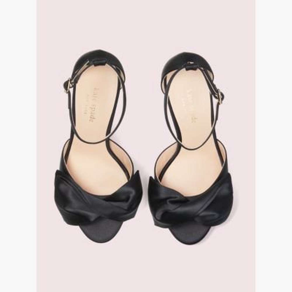 bridal bow sandals, black, large