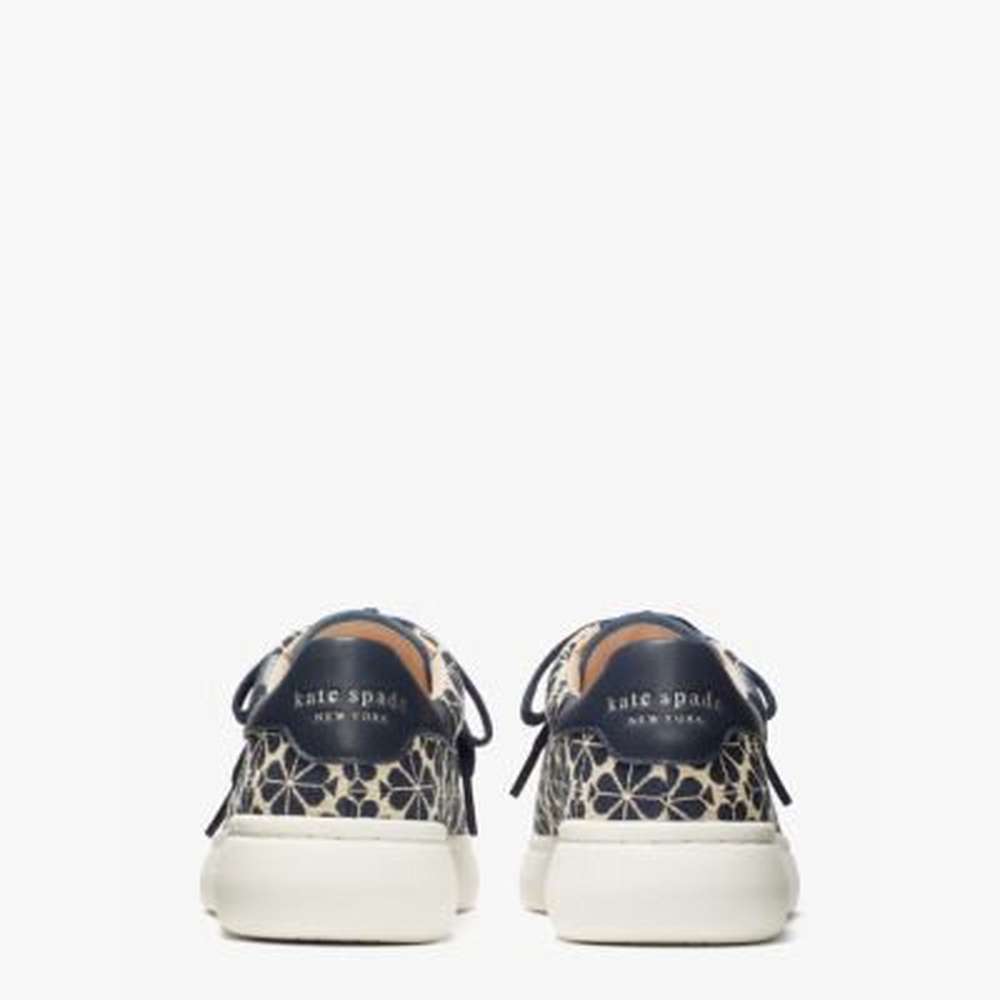 spade flower jacquard keswick sneakers, light taupe/ navy, large