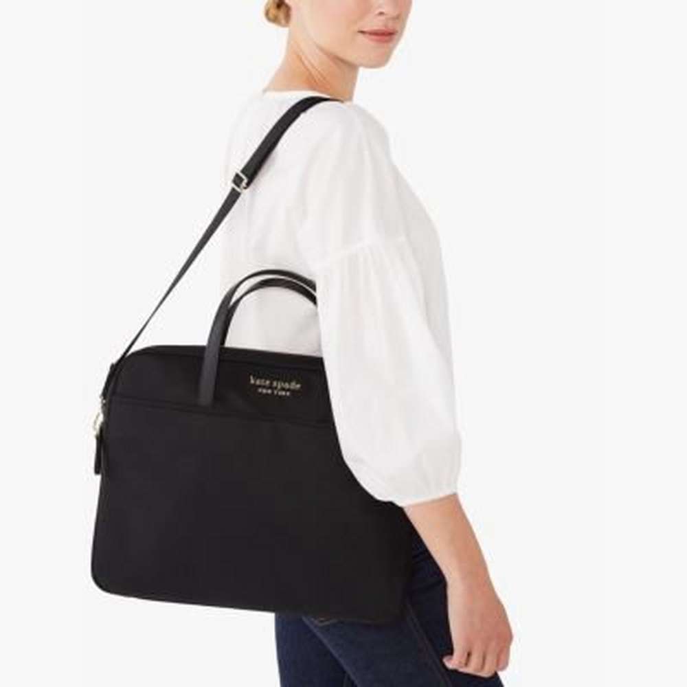 the little better sam nylon universal laptop bag, black, large