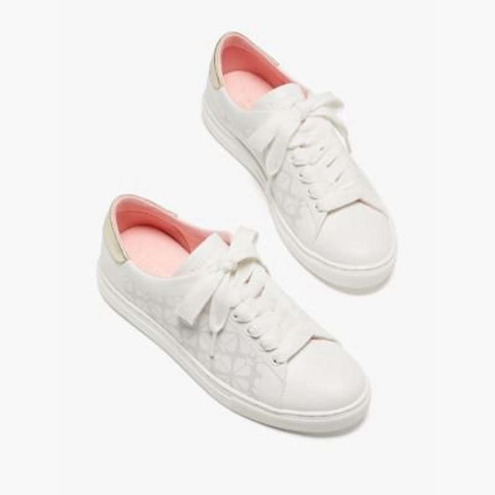 audrey sneakers, optic white / gold, large