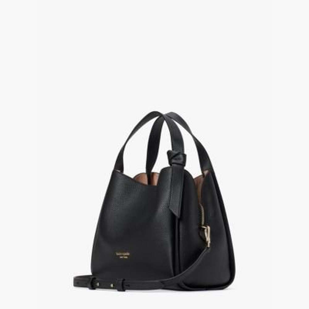 knott medium crossbody tote, black, large