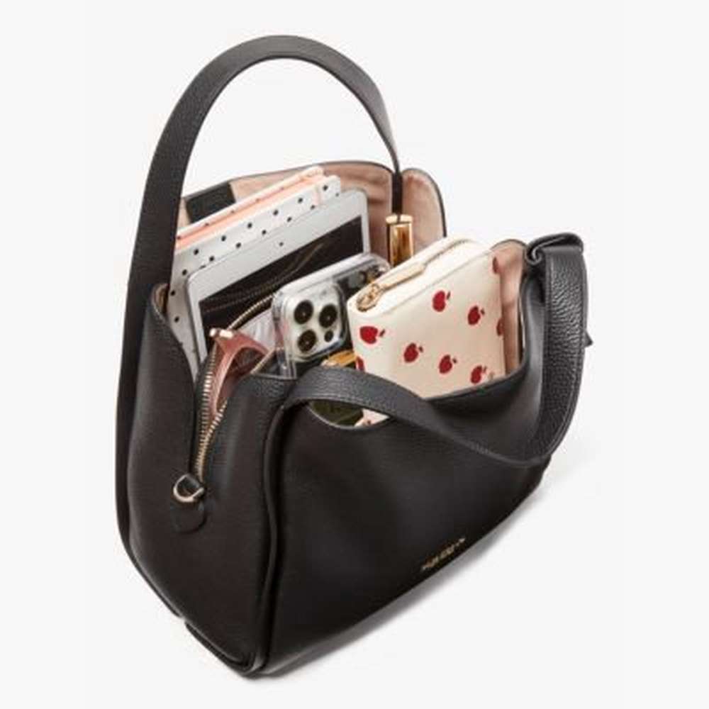 knott medium crossbody tote, black, large