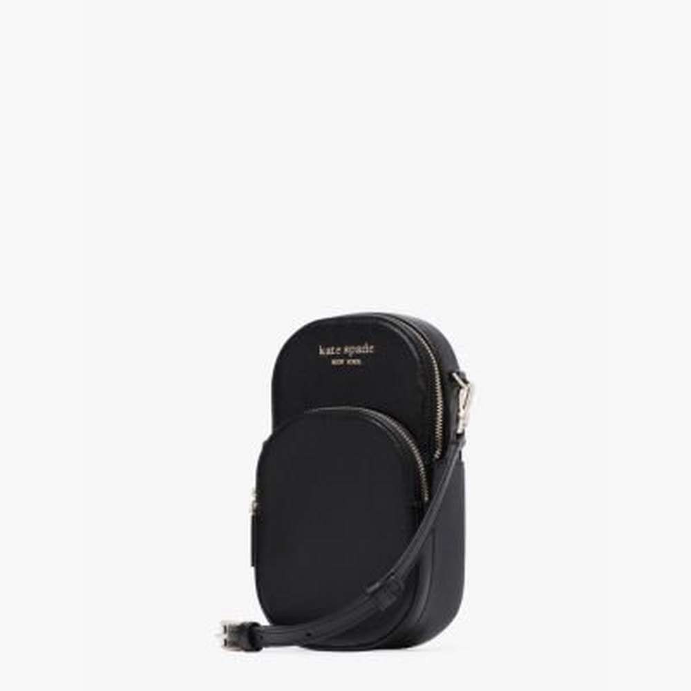 spencer north south phone crossbody, black, large