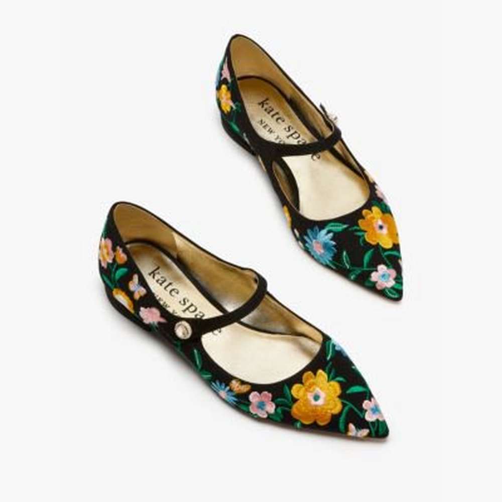 maya flats, floral garden/ black, large