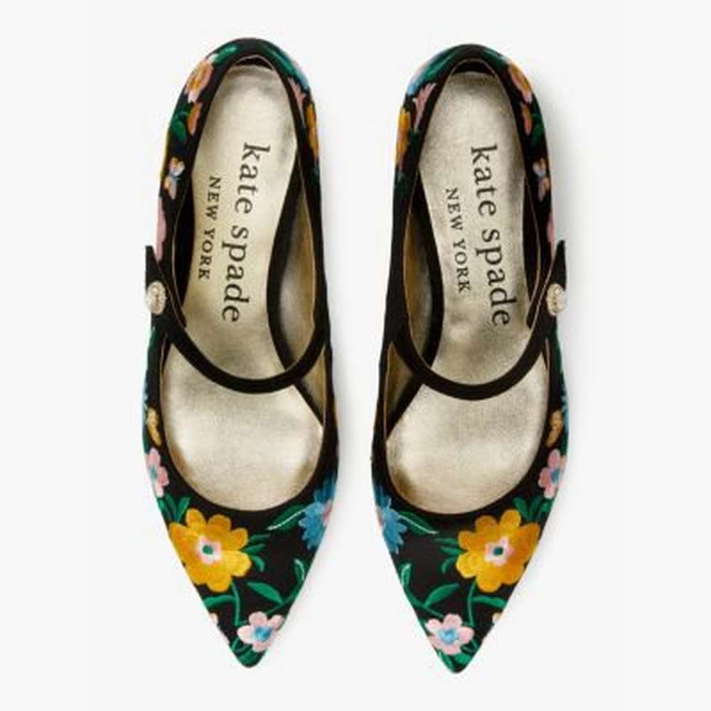 maya flats, floral garden/ black, large