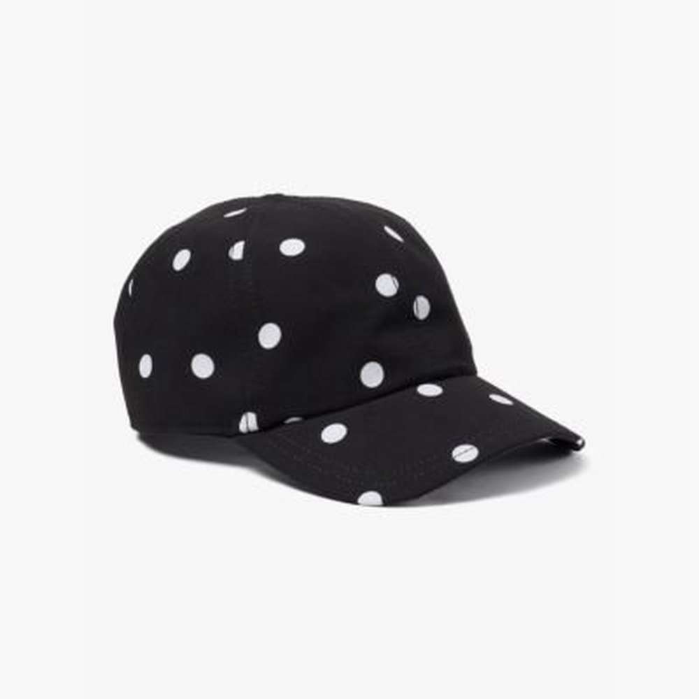 polka dot bow baseball hat, black, large