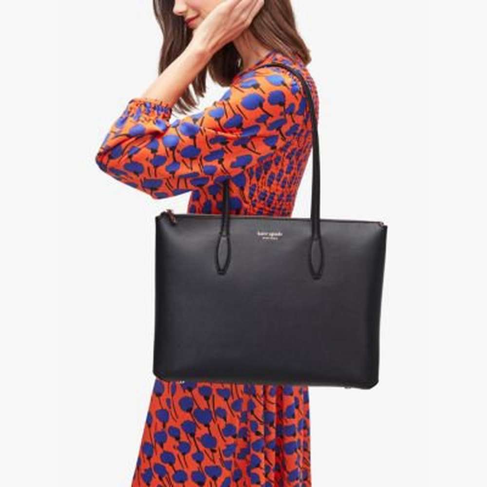 all day large zip-top tote, black, large