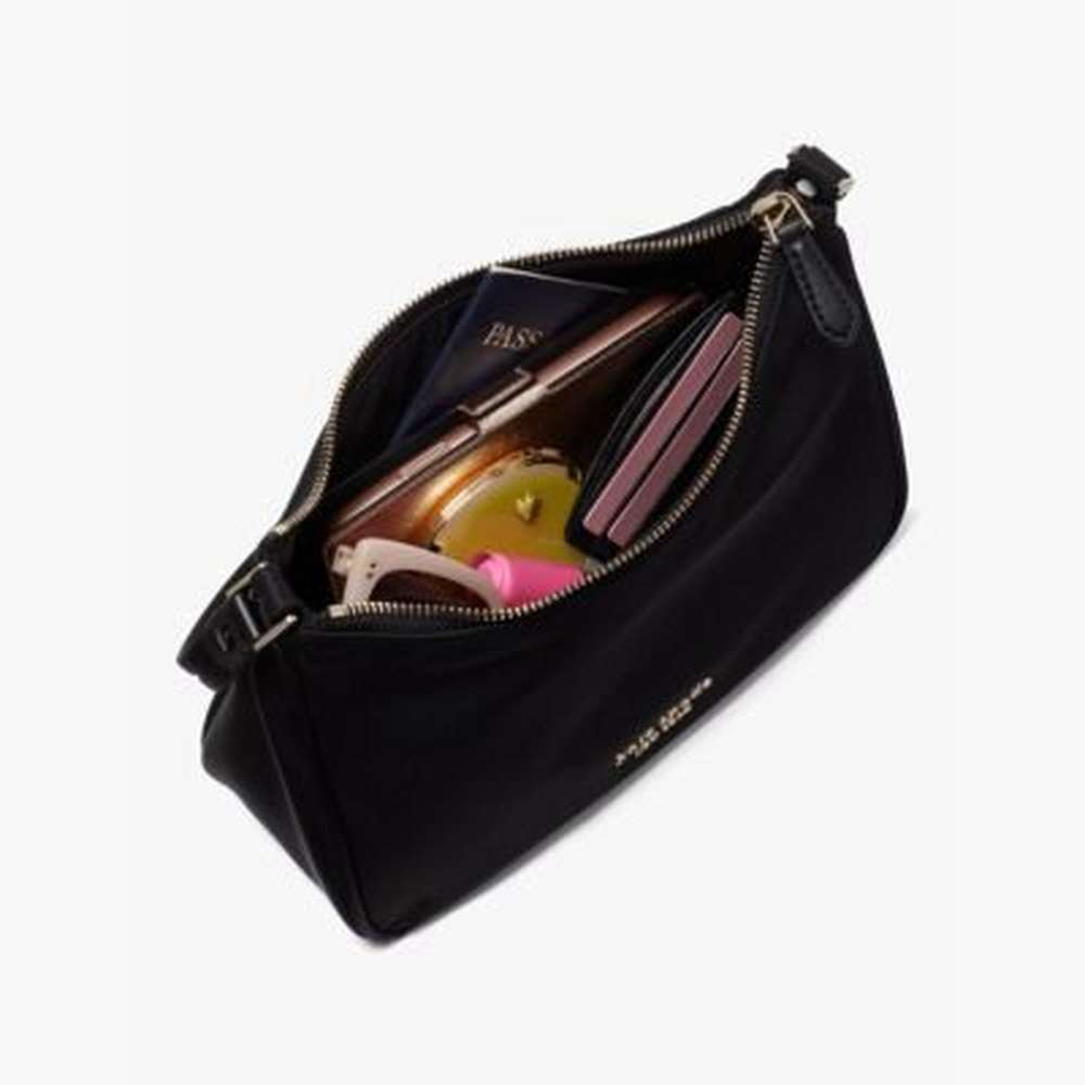 the little better sam nylon small shoulder bag, black, large
