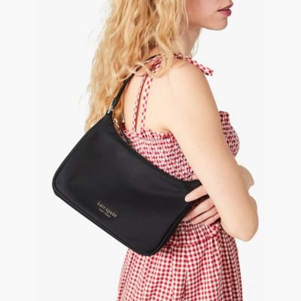 the little better sam nylon small shoulder bag, black, large