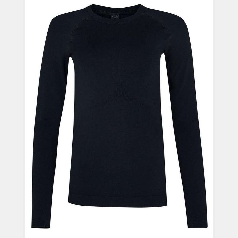 Glisten Seamless Long Sleeve Top, Black, large