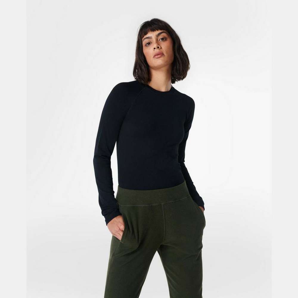 Glisten Seamless Long Sleeve Top, Black, large
