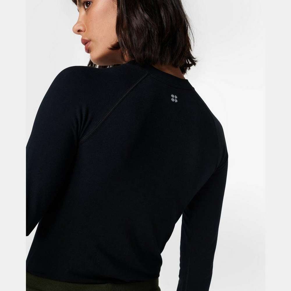 Glisten Seamless Long Sleeve Top, Black, large