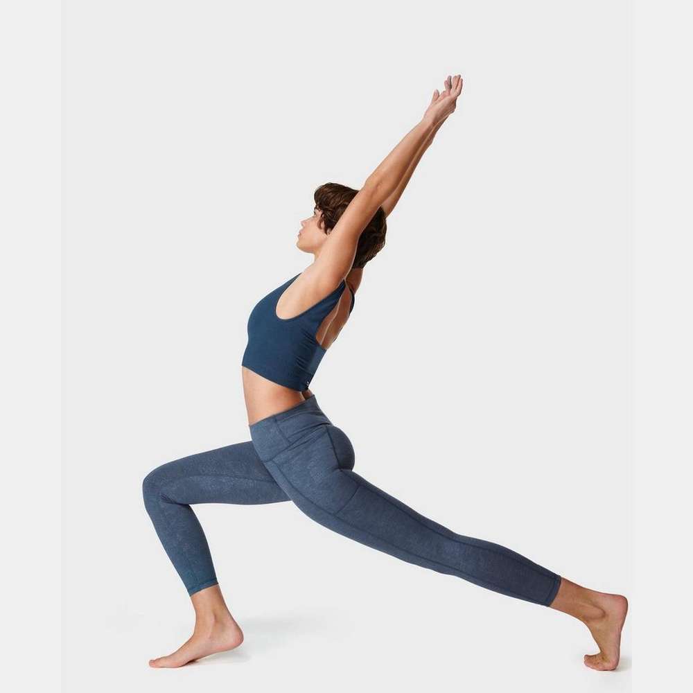 Super Sculpt Emboss 7/8 Yoga Leggings, Blue Vine Emboss Print, large