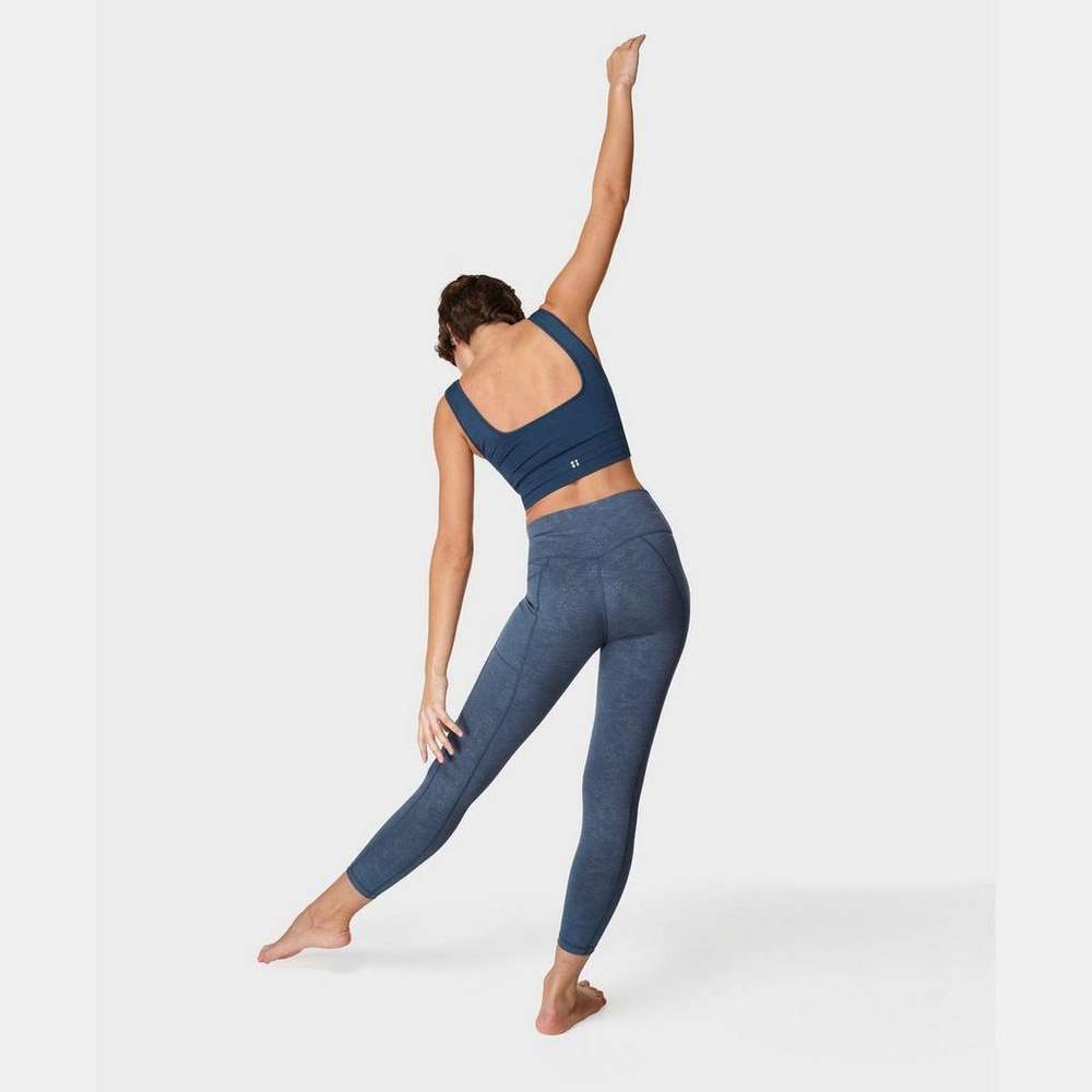 Super Sculpt Emboss 7/8 Yoga Leggings, Blue Vine Emboss Print, large