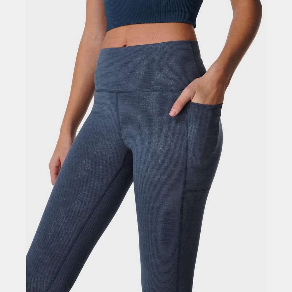 Super Sculpt Emboss 7/8 Yoga Leggings, Blue Vine Emboss Print, large
