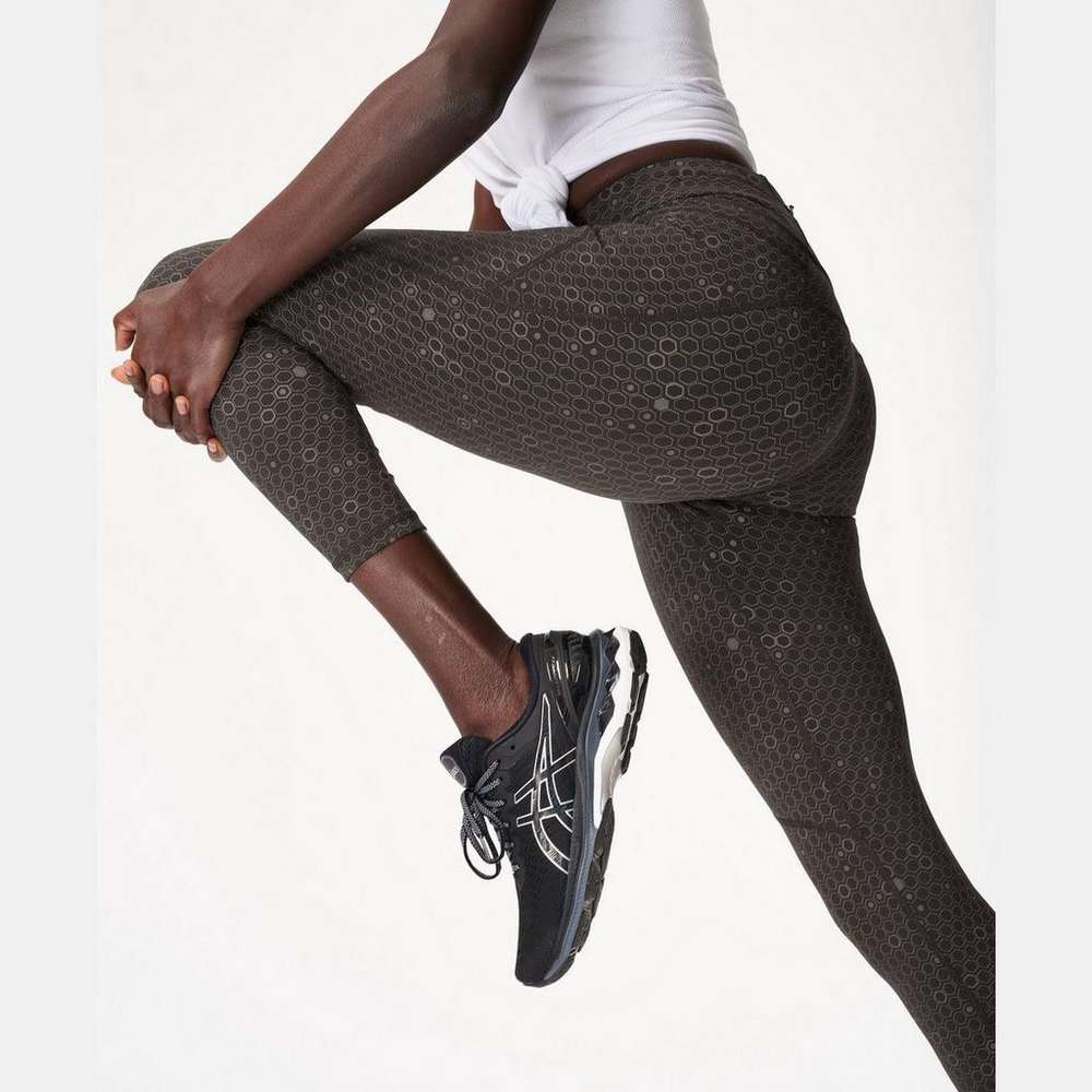 Power Reflective 7/8 Workout Leggings, Grey Reflective Geo Print, large