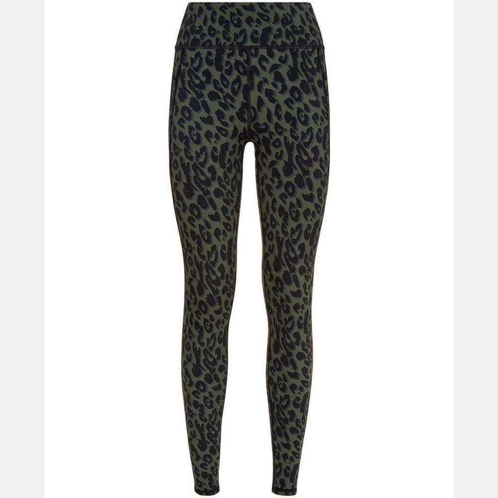 Zero Gravity High-Waisted 7/8 Running Leggings, Olive Leopard Print, large