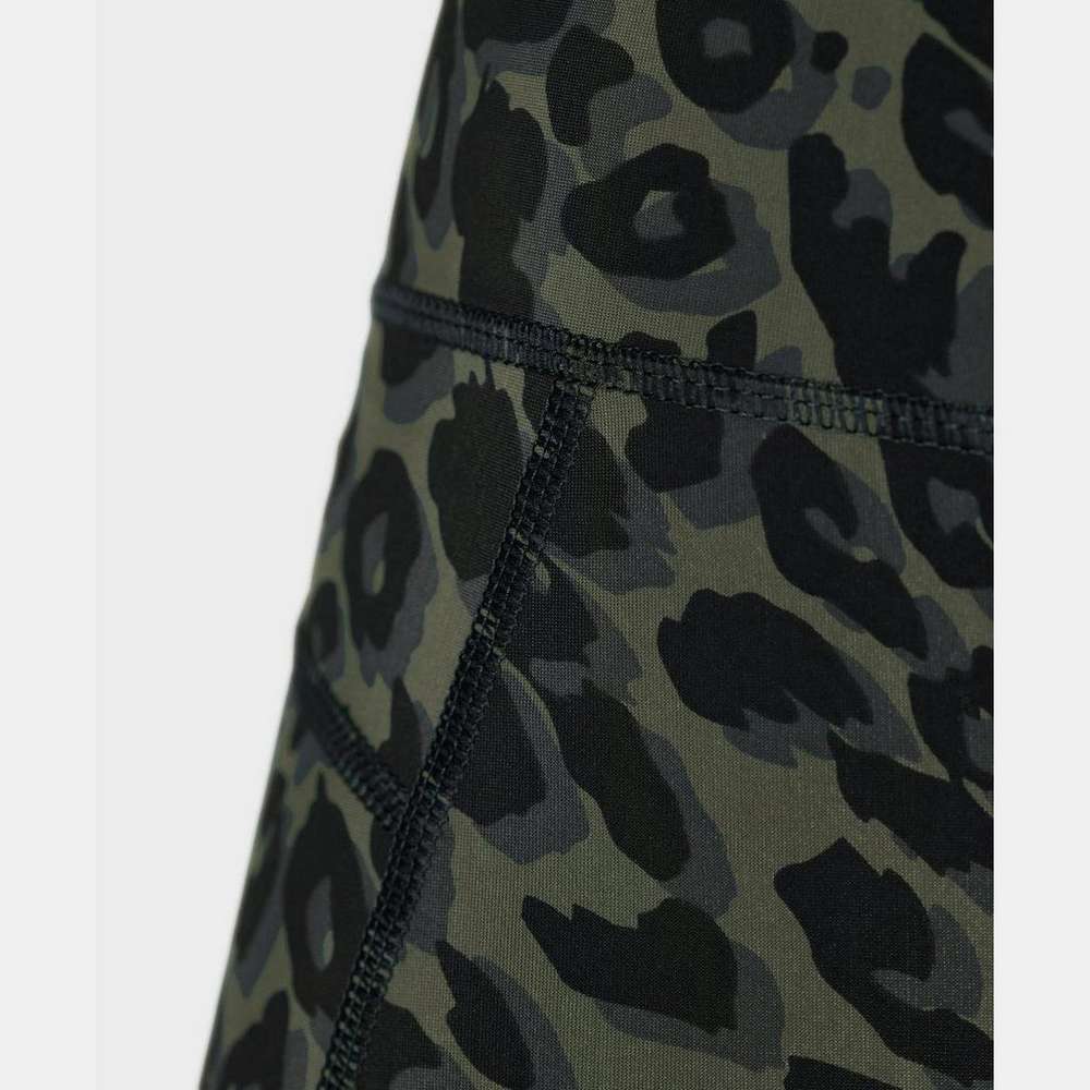 Zero Gravity High-Waisted 7/8 Running Leggings, Olive Leopard Print, large