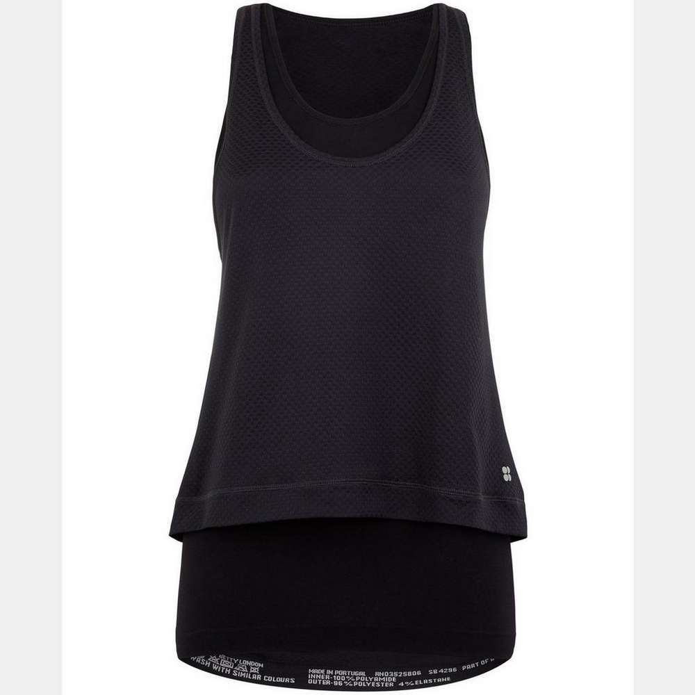 Double Time Seamless Workout Tank, Black, large