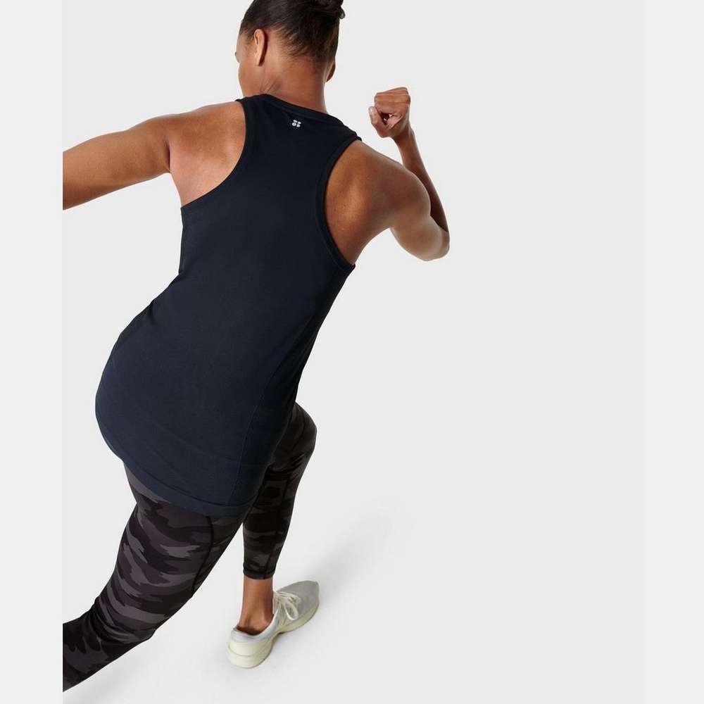 Athlete Seamless Workout Tank, Black, large
