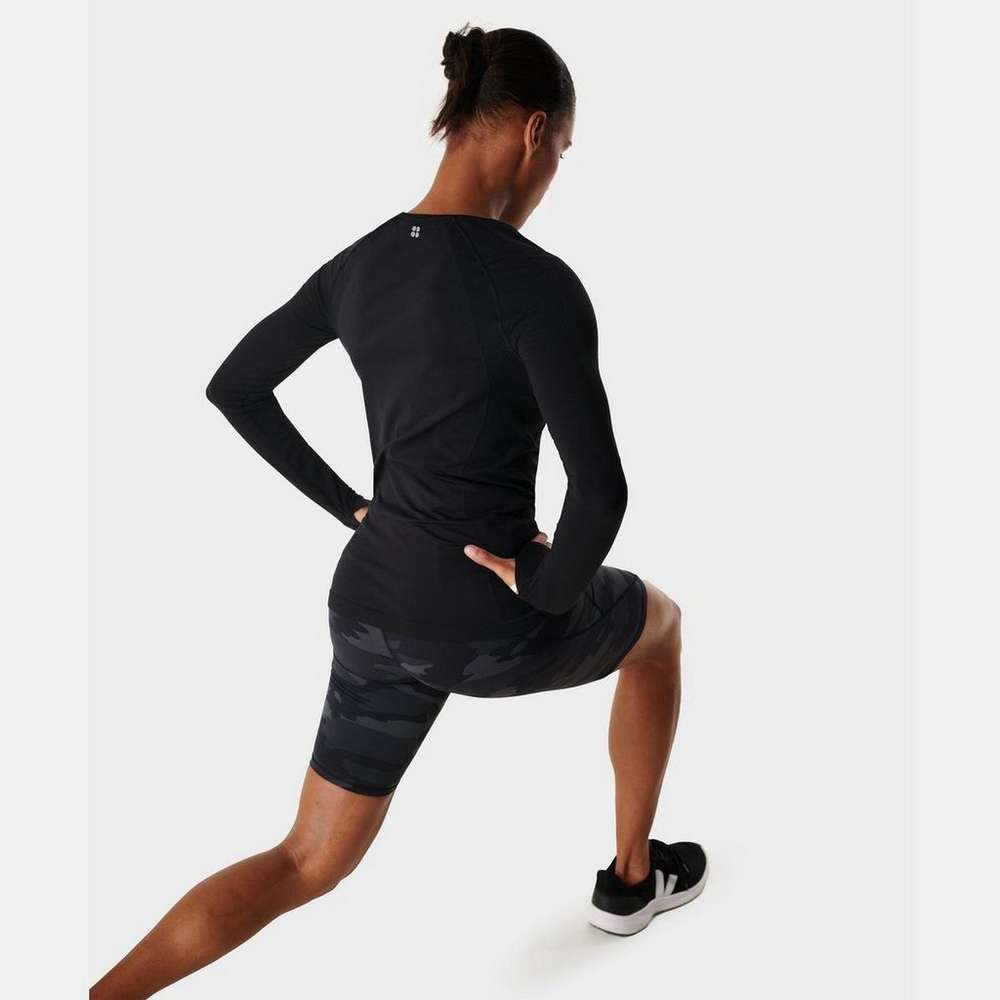 Athlete Seamless Workout Long Sleeve Top, Black, large