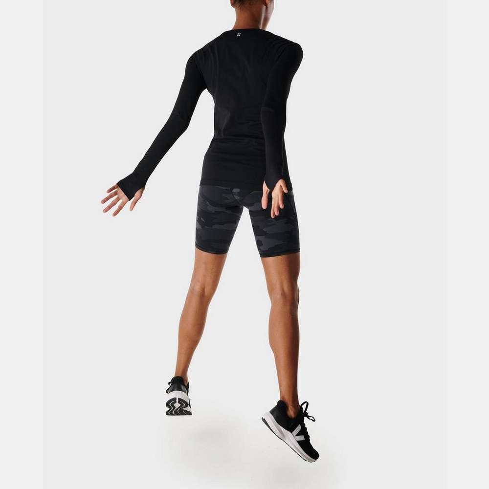 Athlete Seamless Workout Long Sleeve Top, Black, large