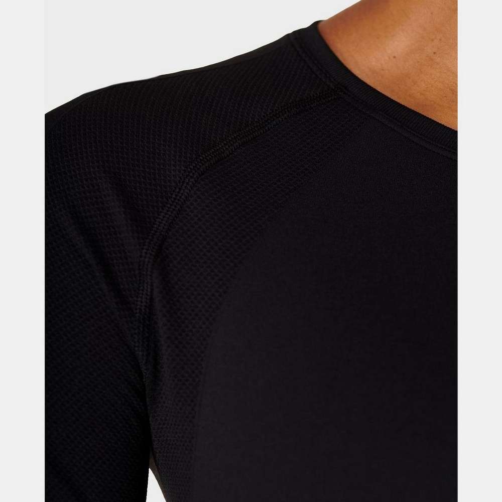 Athlete Seamless Workout Long Sleeve Top, Black, large