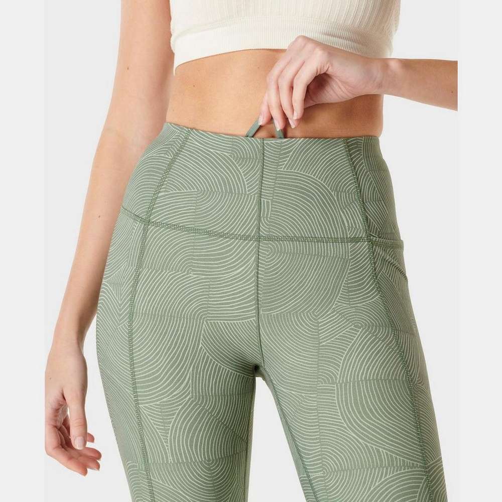 Super Soft 7/8 Yoga Leggings, Green Trail Print, large