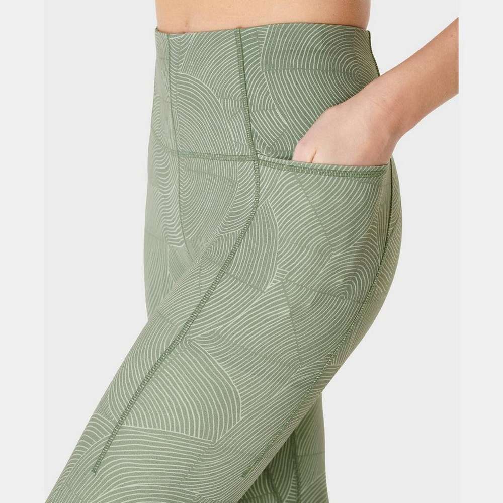 Super Soft 7/8 Yoga Leggings, Green Trail Print, large