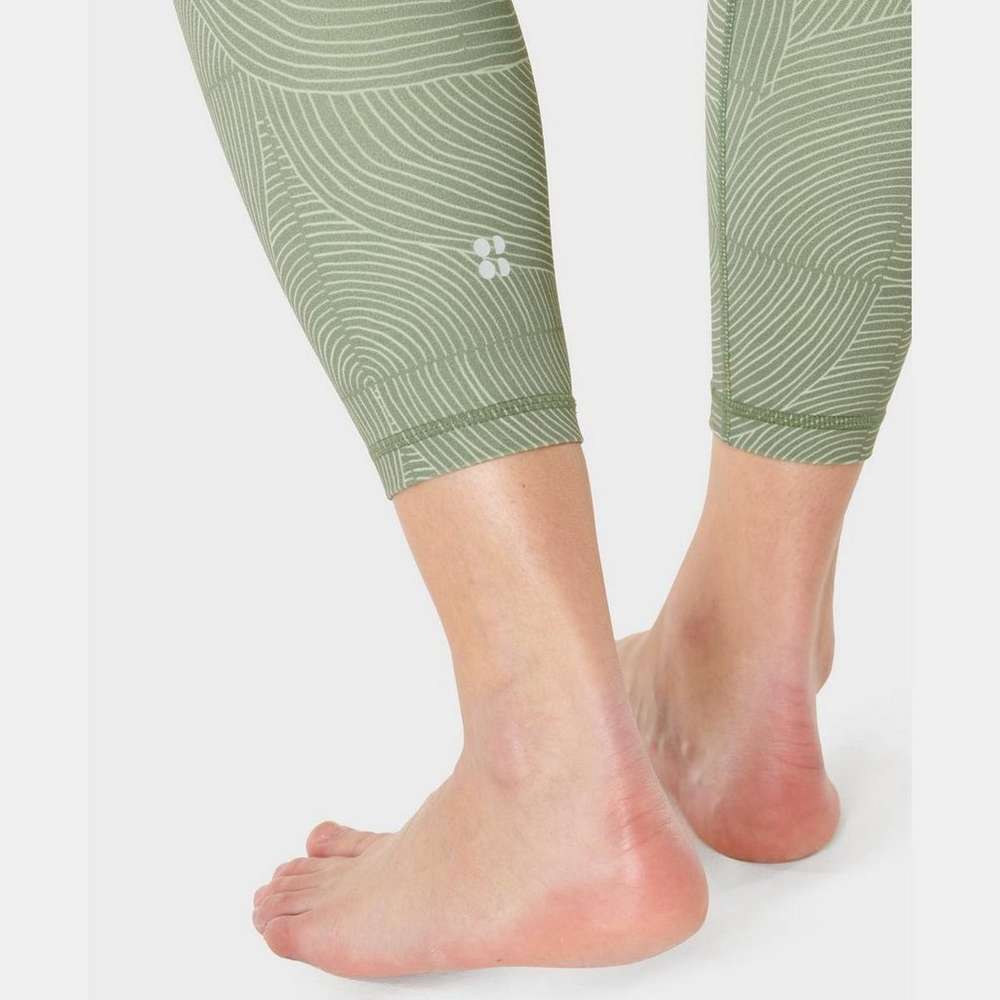 Super Soft 7/8 Yoga Leggings, Green Trail Print, large
