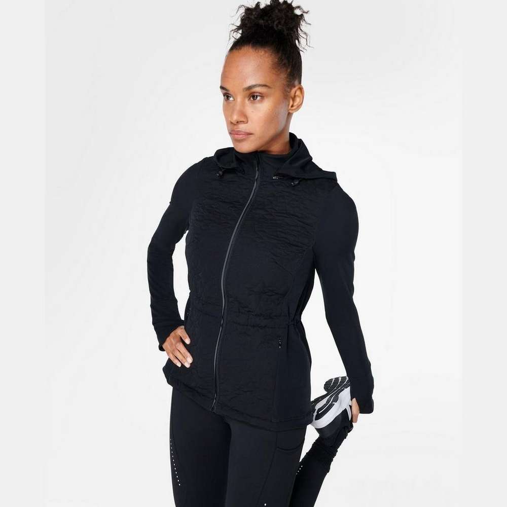 Fast Track Thermal Quilted Running Jacket, Black, large
