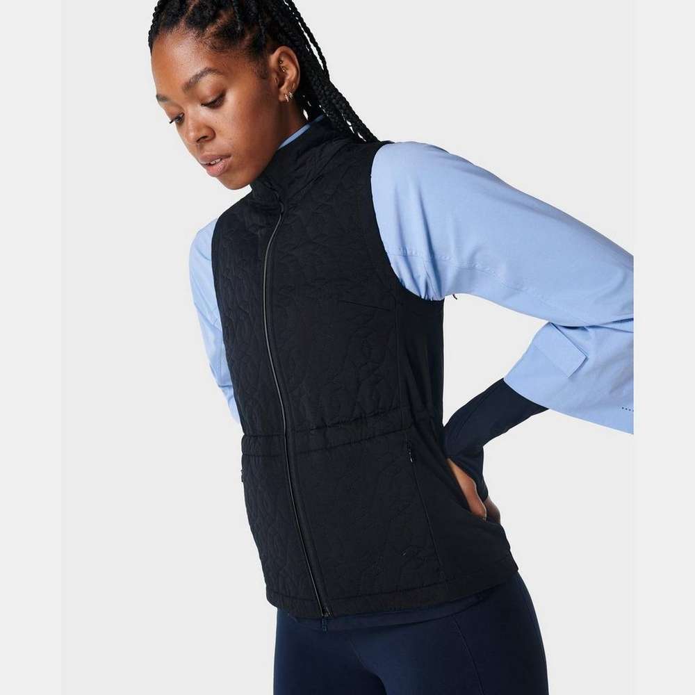 Fast Track Thermal Quilted Running Vest, Black, large