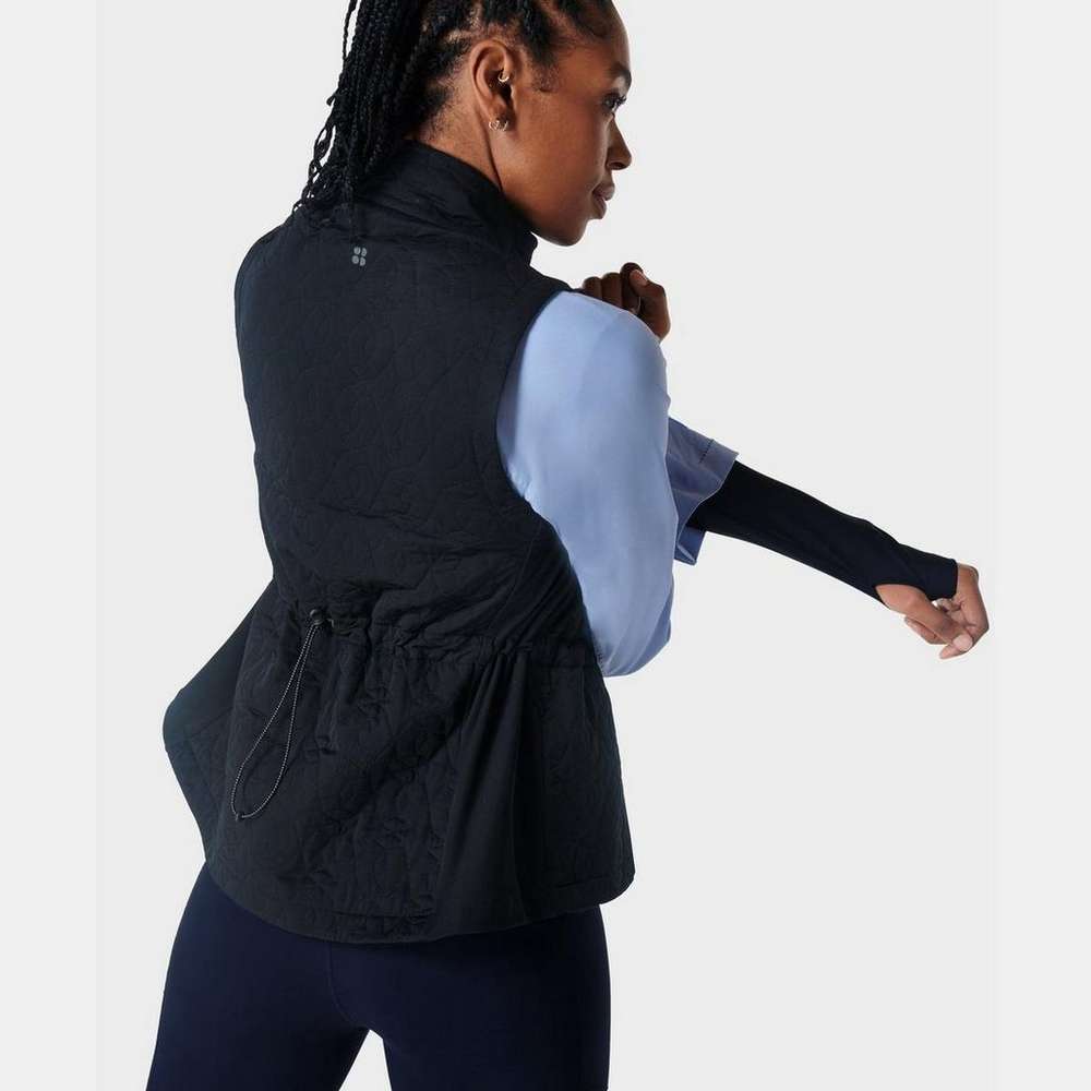Fast Track Thermal Quilted Running Vest, Black, large