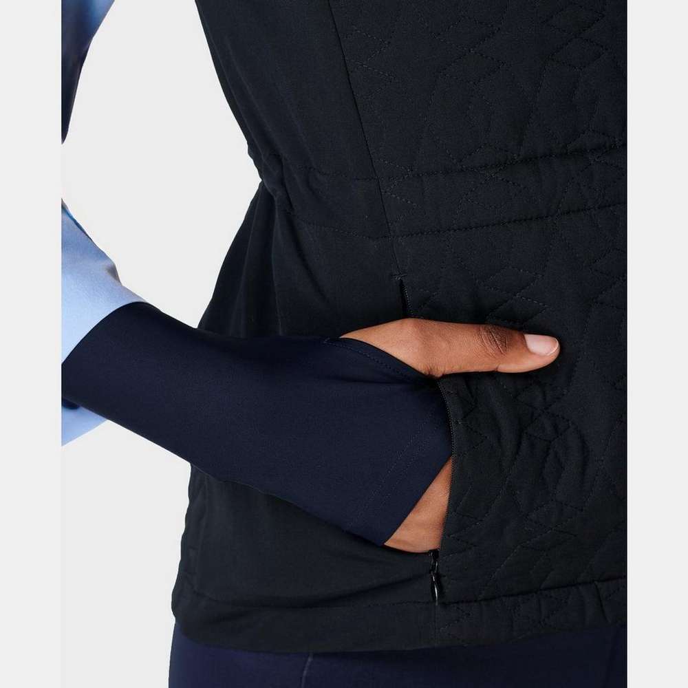 Fast Track Thermal Quilted Running Vest, Black, large