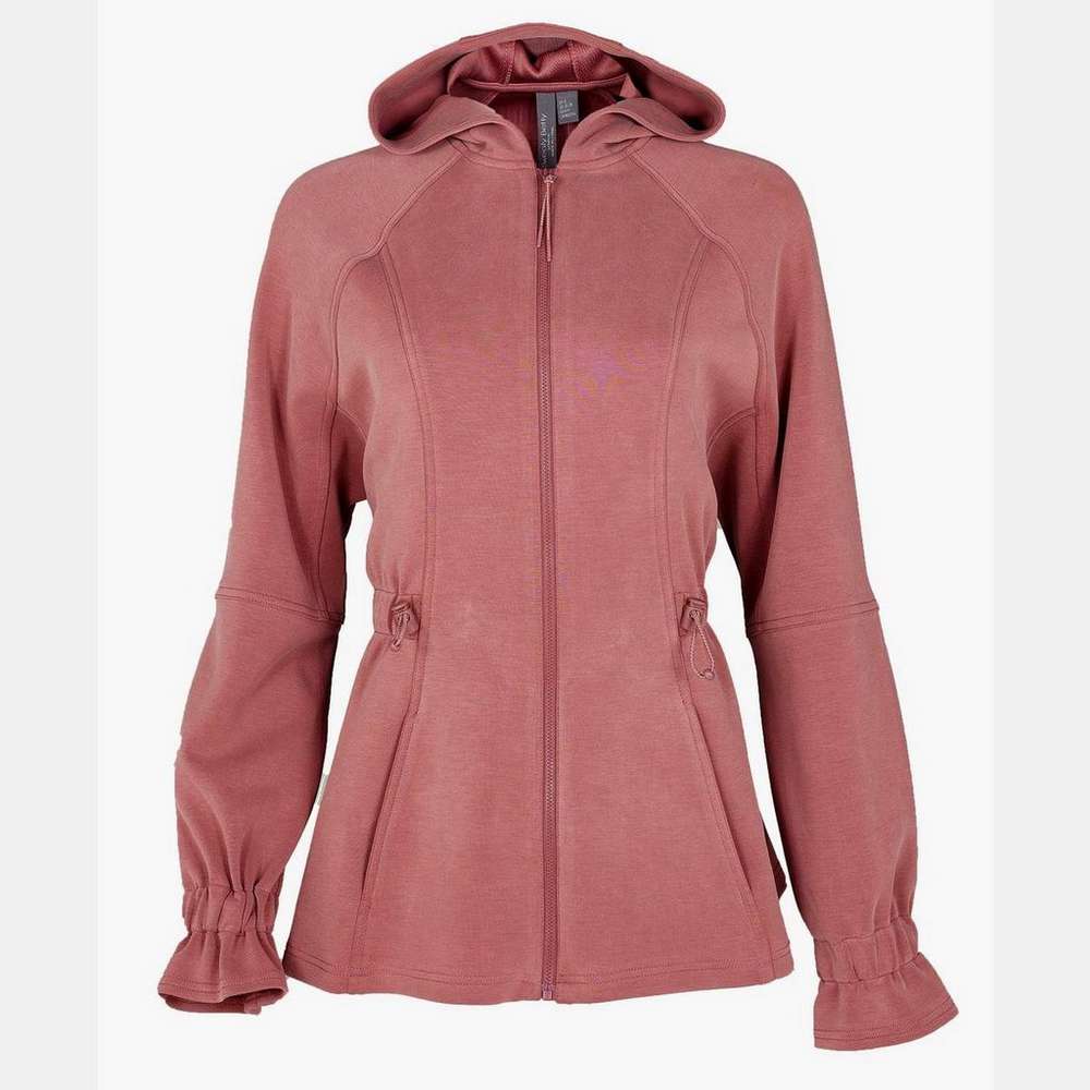 Sand Wash Zip Through Hoodie, Cedar Pink, large