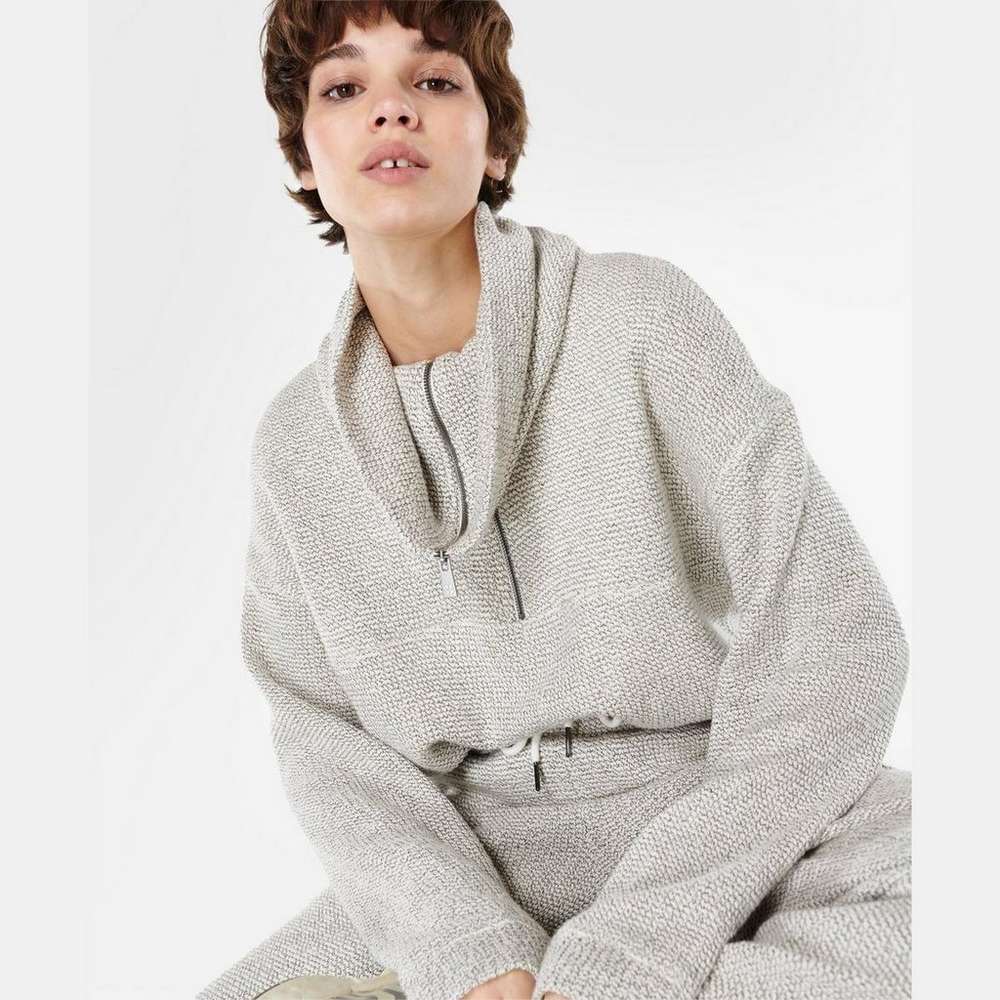 Restful Boucle Half Zip Sweatshirt, Lily White, large