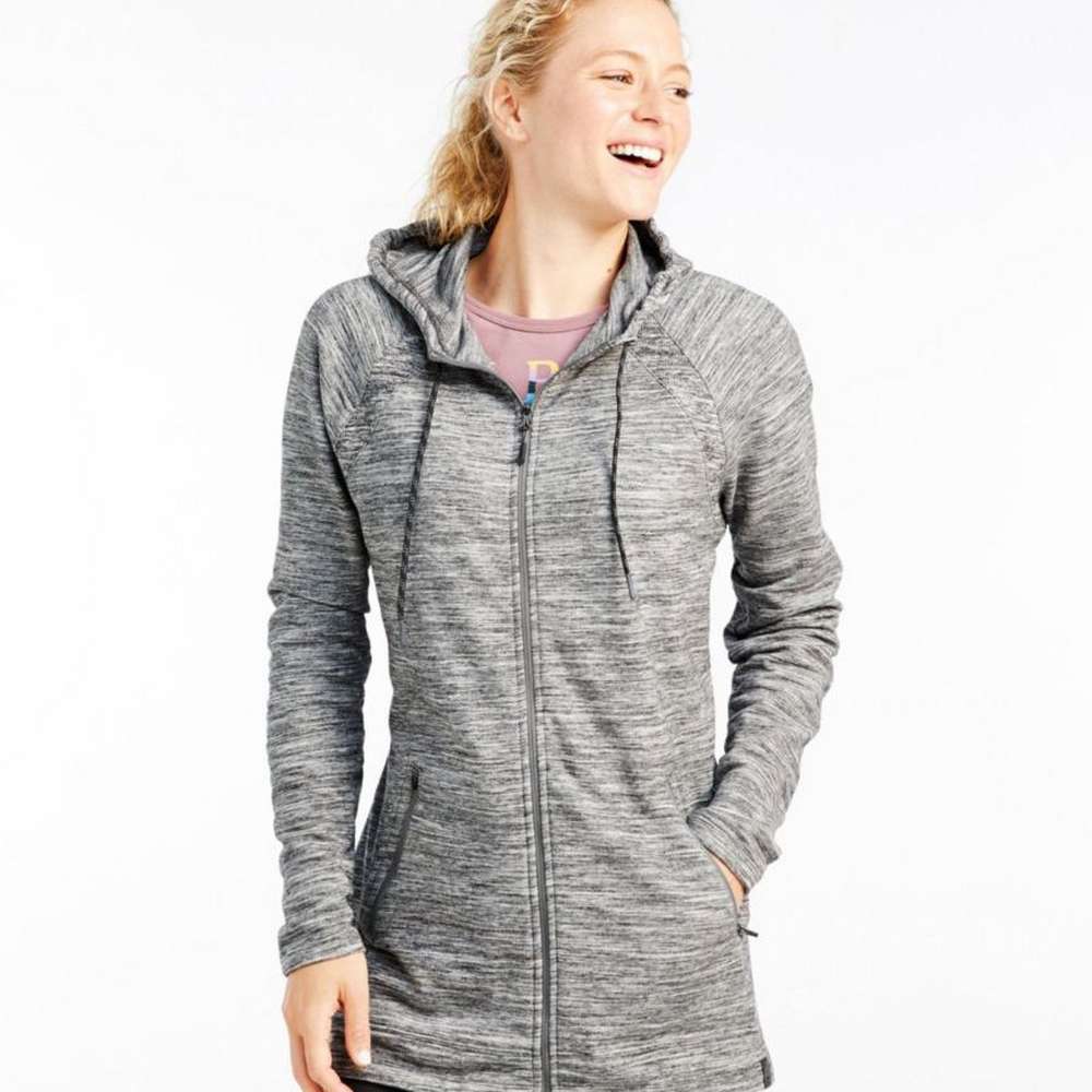 Women's Bean's Cozy Full-Zip Hooded Sweatshirt, Marled, Light Gray Marl, large