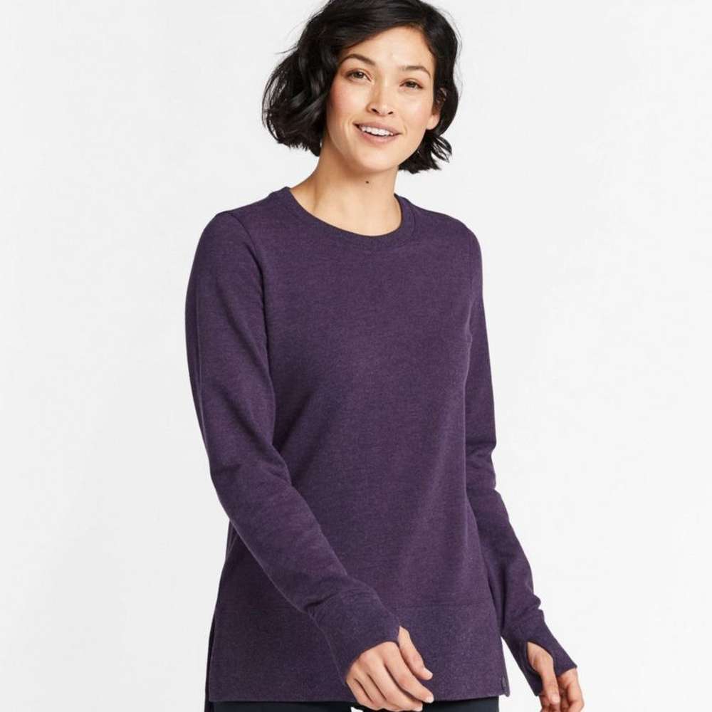 Women's Bean's Cozy Sweatshirt, Split-Hem, Dark Plum Rose Heather, large