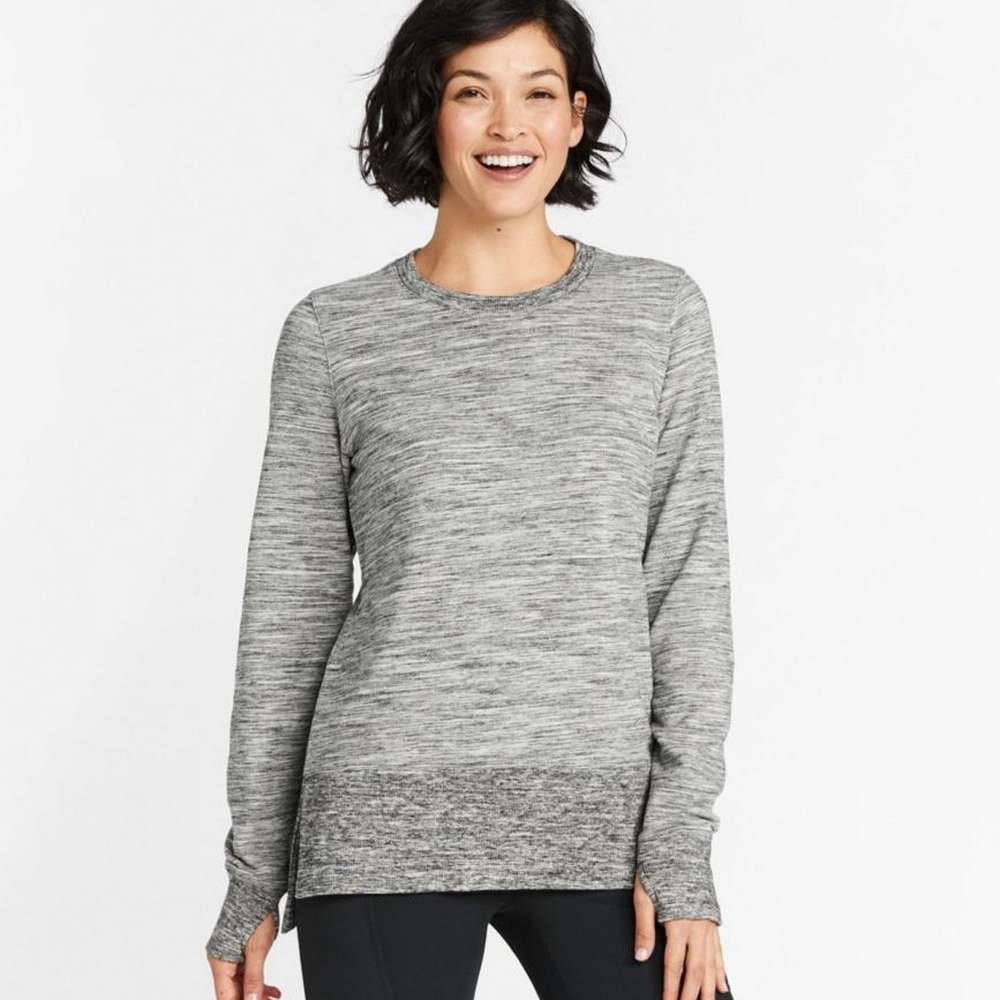Women's Bean's Cozy Sweatshirt, Split-Hem Marled, Light Gray Marl, large