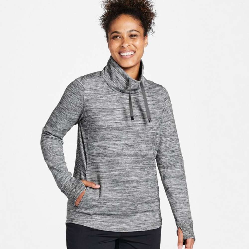 Women's L.L.Bean Cozy Mixed Pullover Sweatshirt, Marled, Light Gray Marl, large