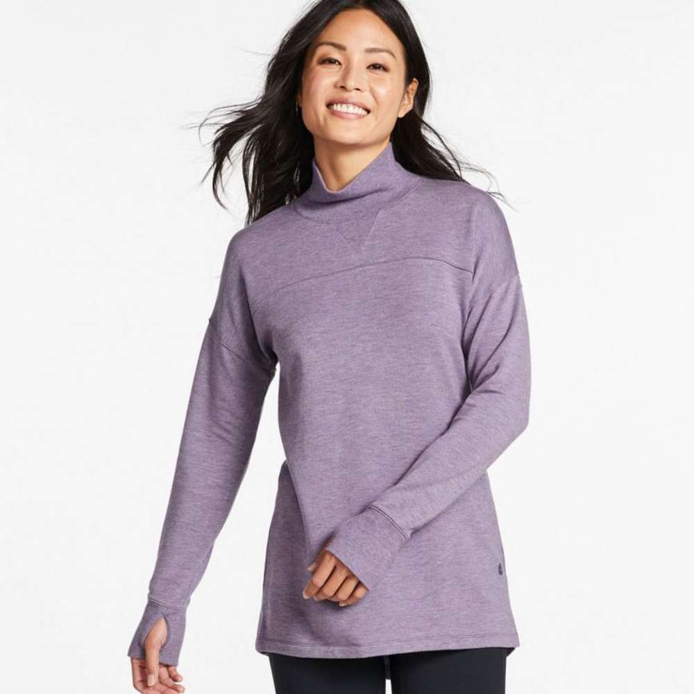 Women's SoftFlex Mockneck Pullover, Dark Lagoon Heather, large